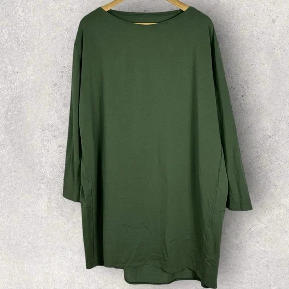 Lululemon Back In Action Long Sleeve Dress Green Shift Oversized Casual Size XL - Picture 10 of 11